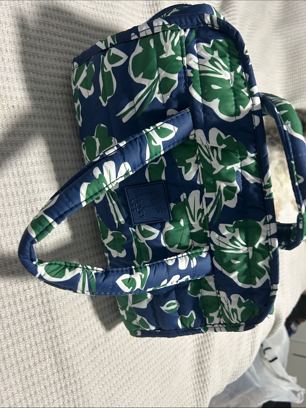 Vera Bradley Blue, Green & White Quilted Floral travel bag for accessories.
